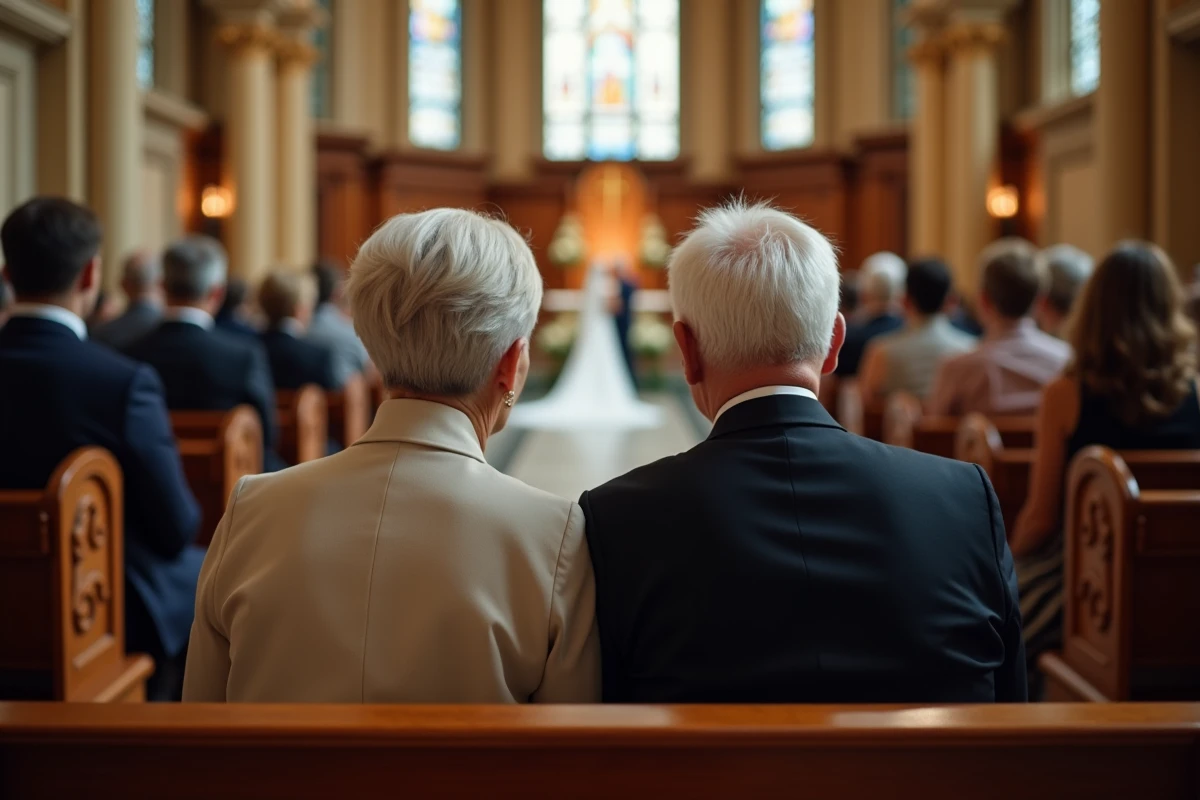 Ancien couple regardant la cérémonie de mariage à l