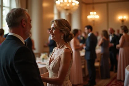 Couple élégant lors d'une réception de mariage discrète