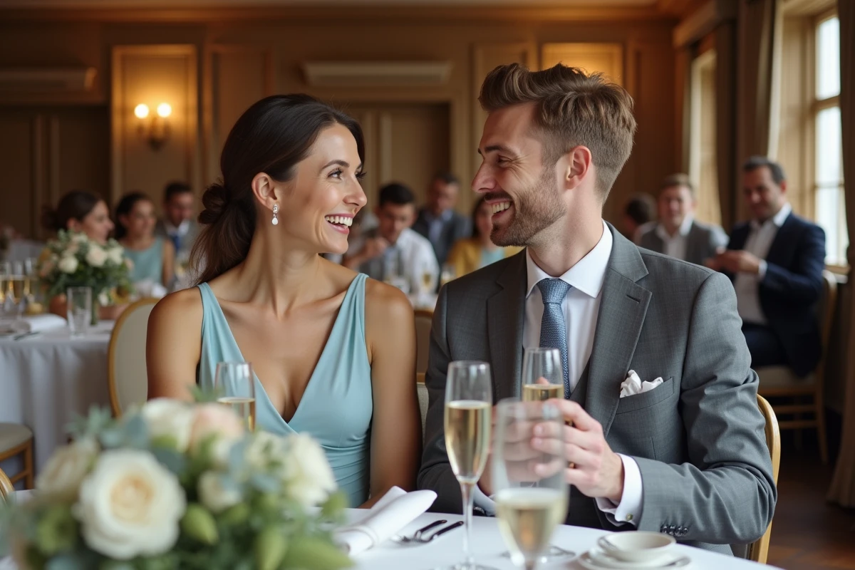 Invités discutant et riant lors d