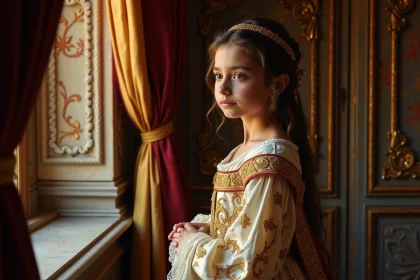 Jeune fille royale en costume 17e siècle espagnol