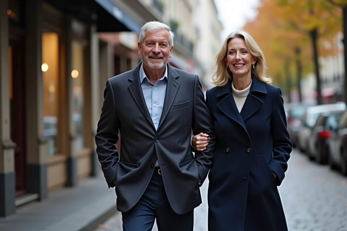 Couple élégant se promenant dans les rues de Paris illustrant la relation de Samantha de Bendern et son mari